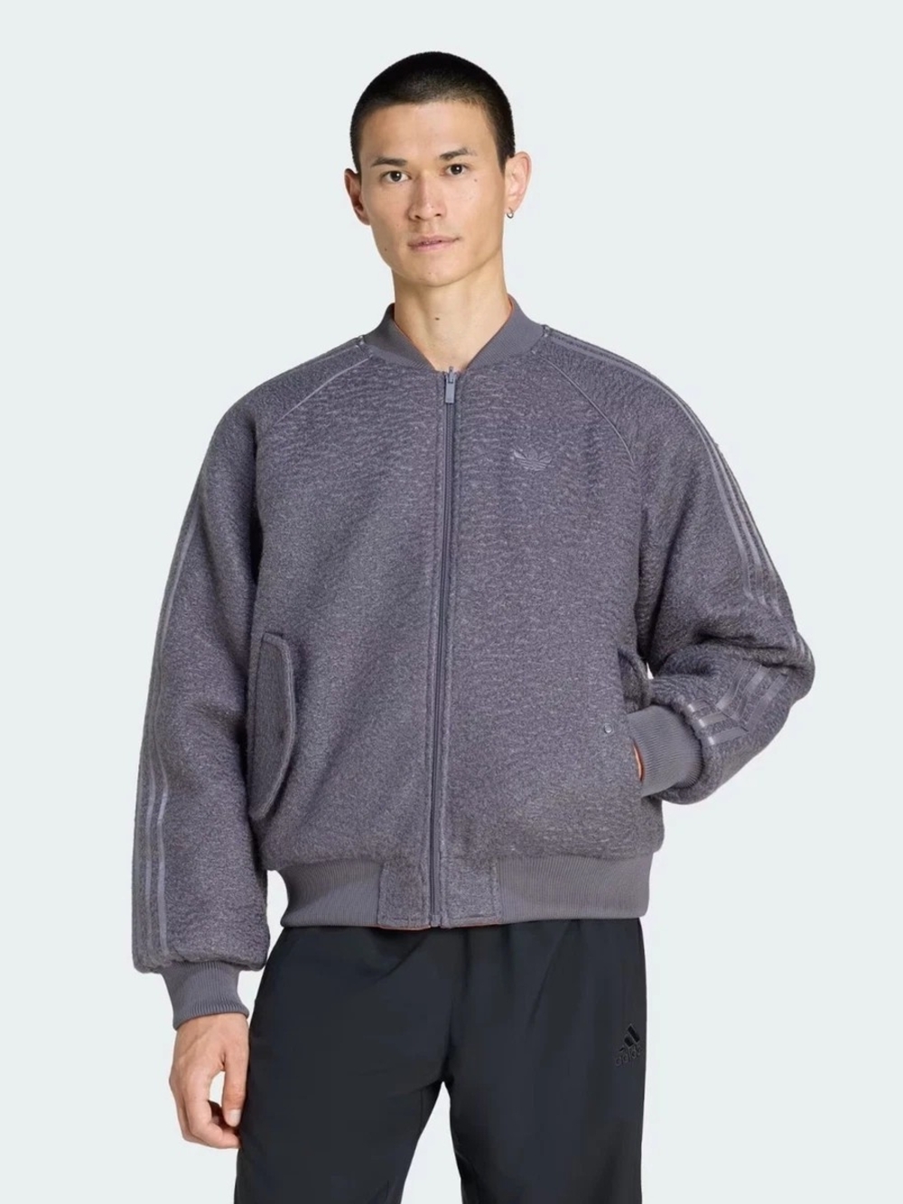 New Adidas Reversible XL Superstar Bomber Jacket Gray/Orange KR7618